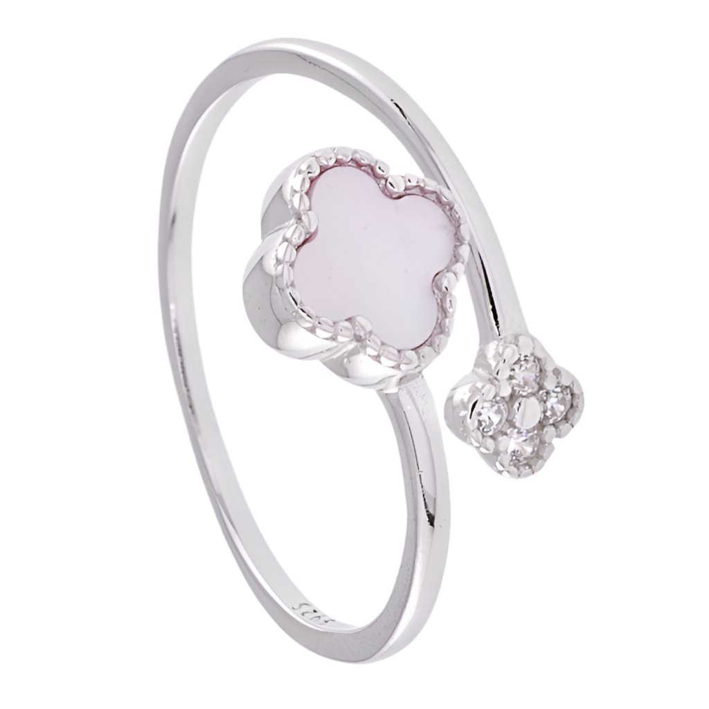 R6005 Power Pink Clover Ring - Selah925.com