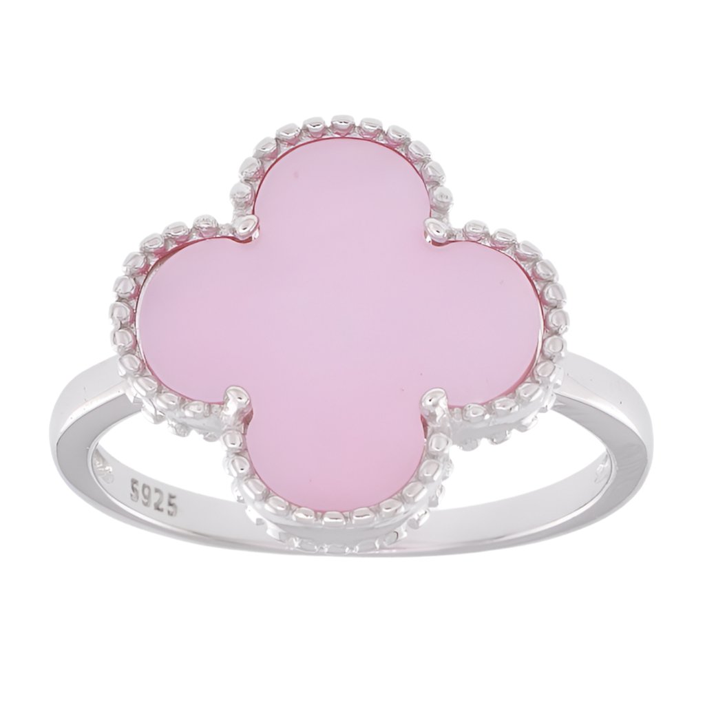 R6006 Power Pink Clover Ring - Selah925.com