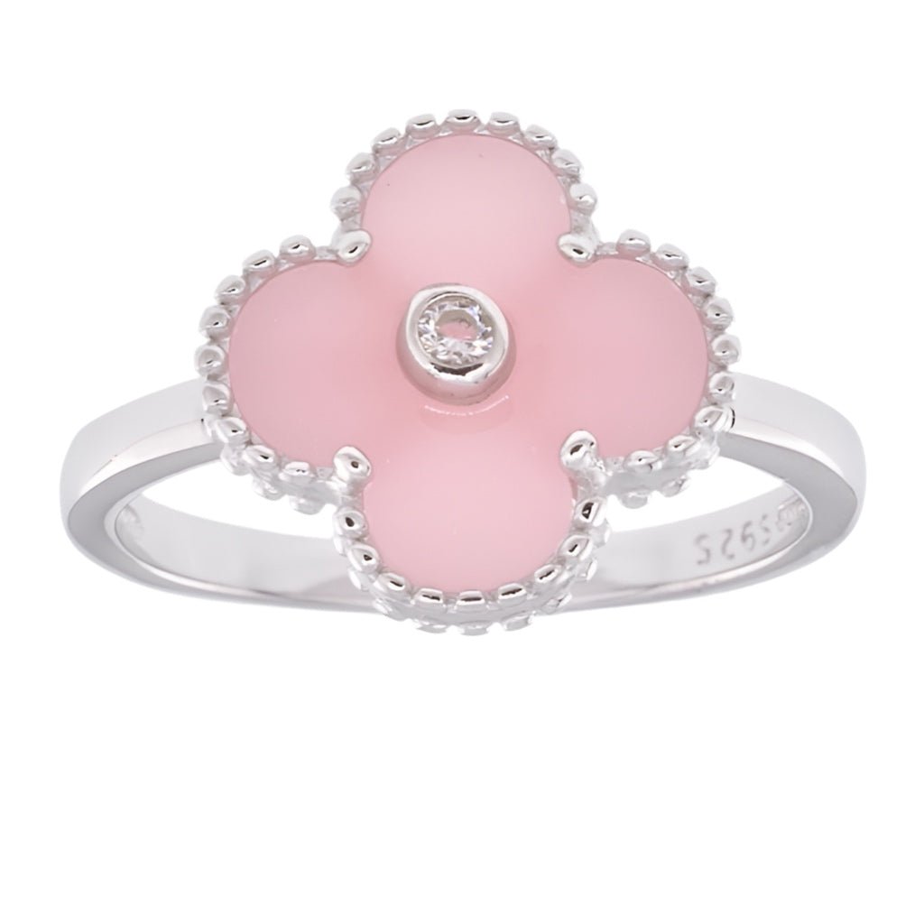 R6011 13mm Pink Clover Ring - Selah925.com