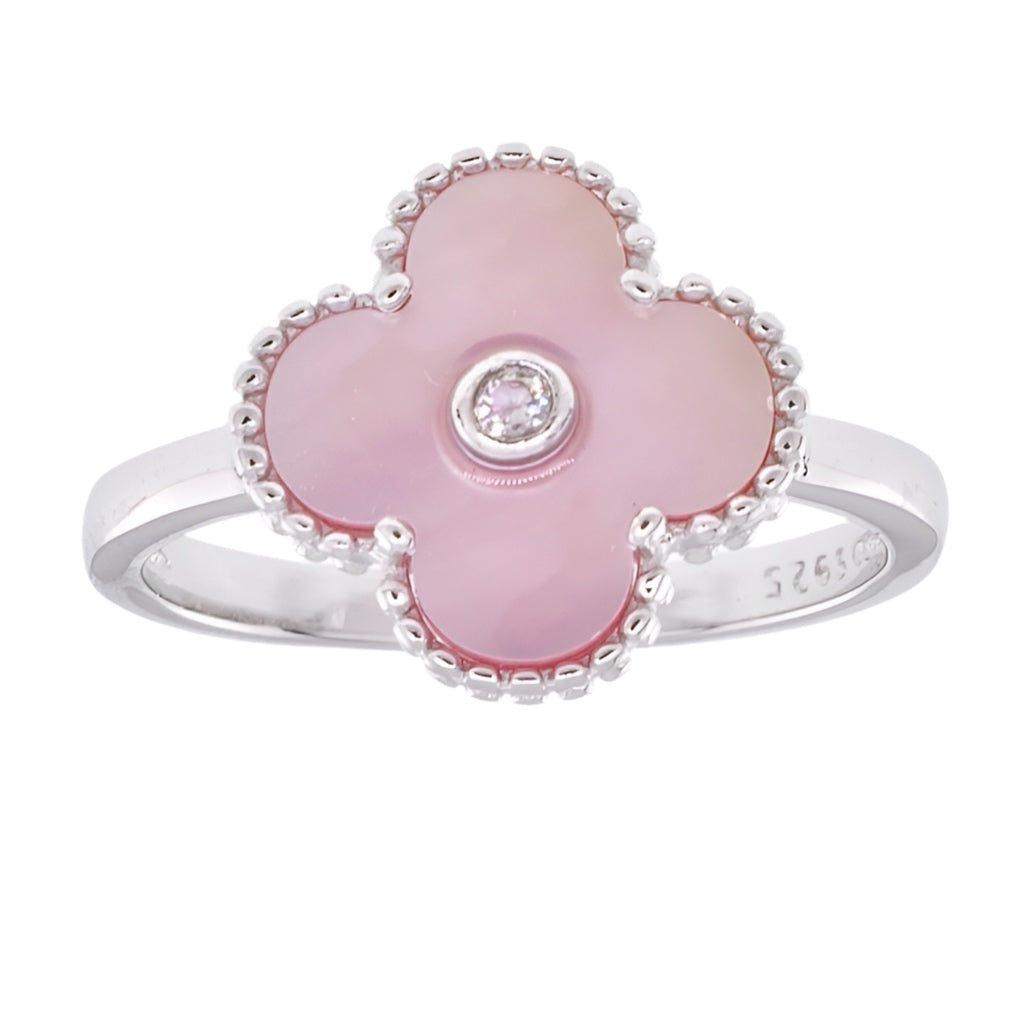 R6011 13mm Power Pink Clover Ring - Selah925.com