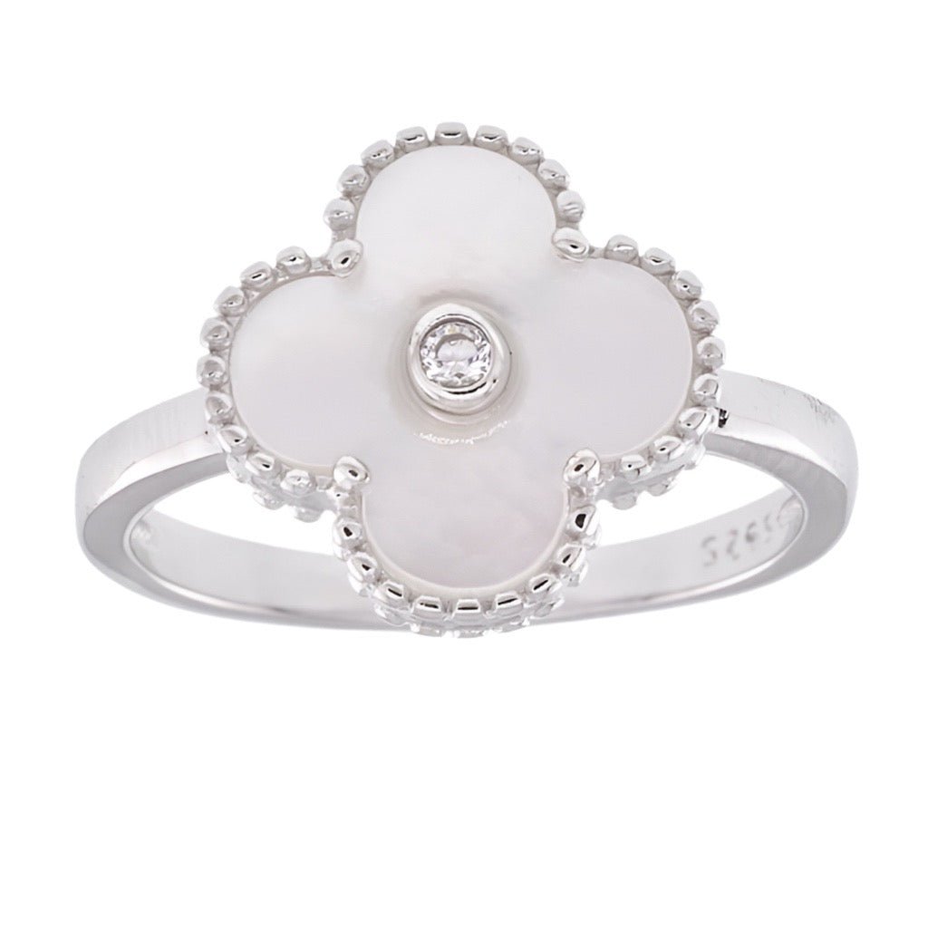 R6011 13mm White Clover Ring - Selah925.com