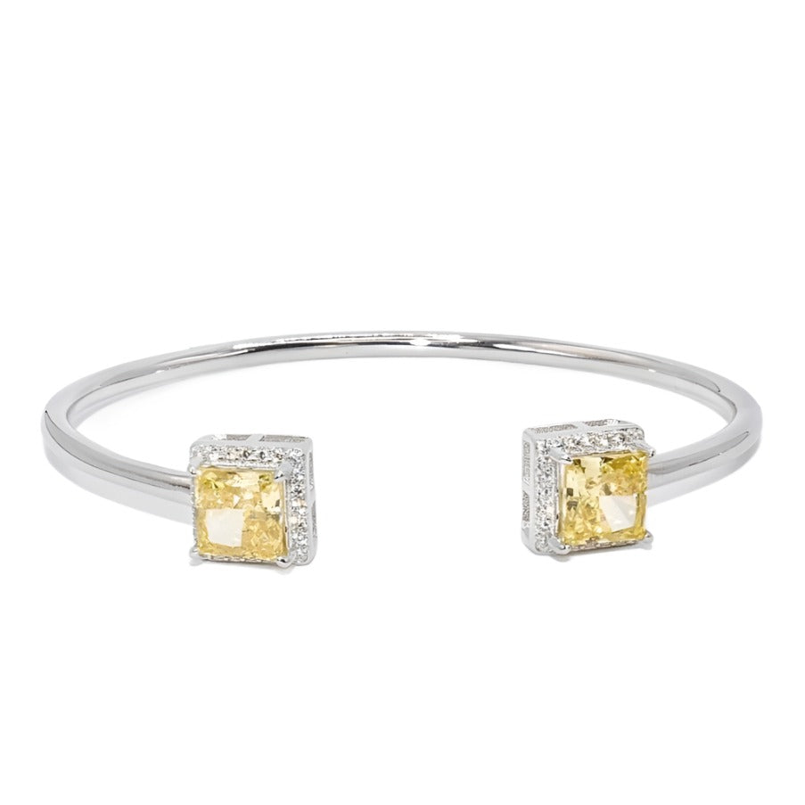 B4000 Yellow Gemstone Opening Cuff Bangle Bracelet - Selah 925