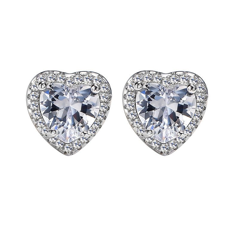 E2004 White Heart CZ Earrings - Selah 925