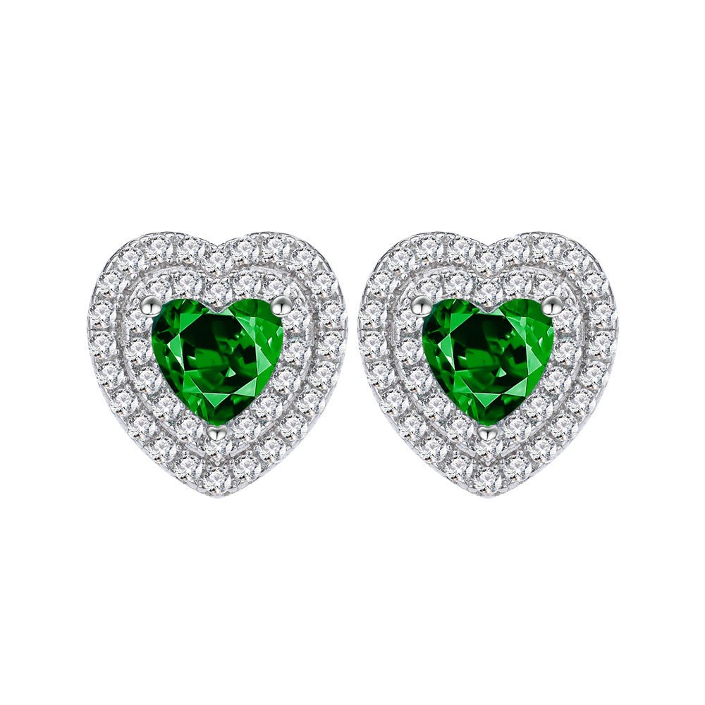 E4002 Green Heart CZ Earrings - Selah 925