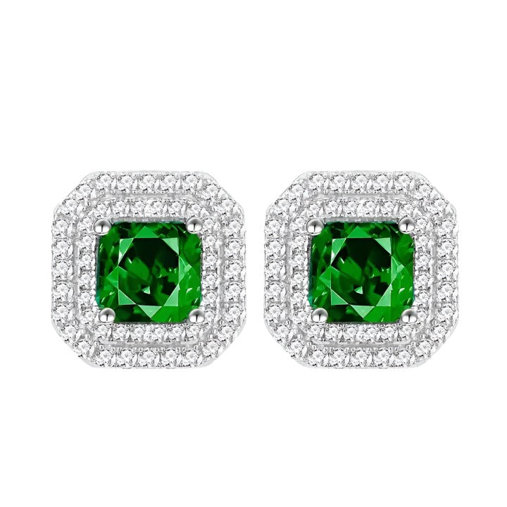 E4003 Green Square CZ Earrings - Selah 925