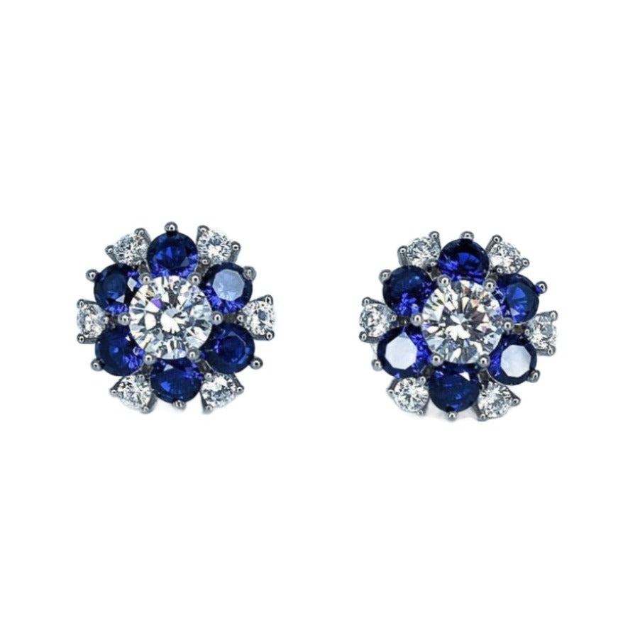 E4006 Blue Snowflake Stud Earrings - Selah 925