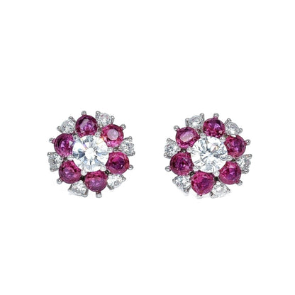 E4006 Fushia Snowflake Stud Earrings - Selah 925