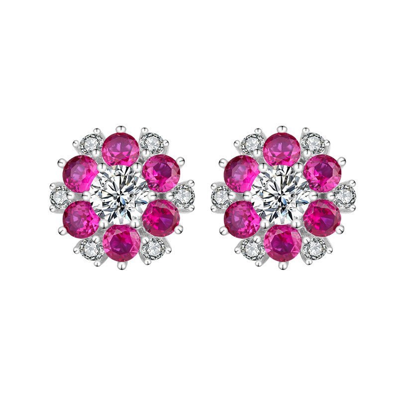 E4006 Fushia Snowflake Stud Earrings - Selah 925