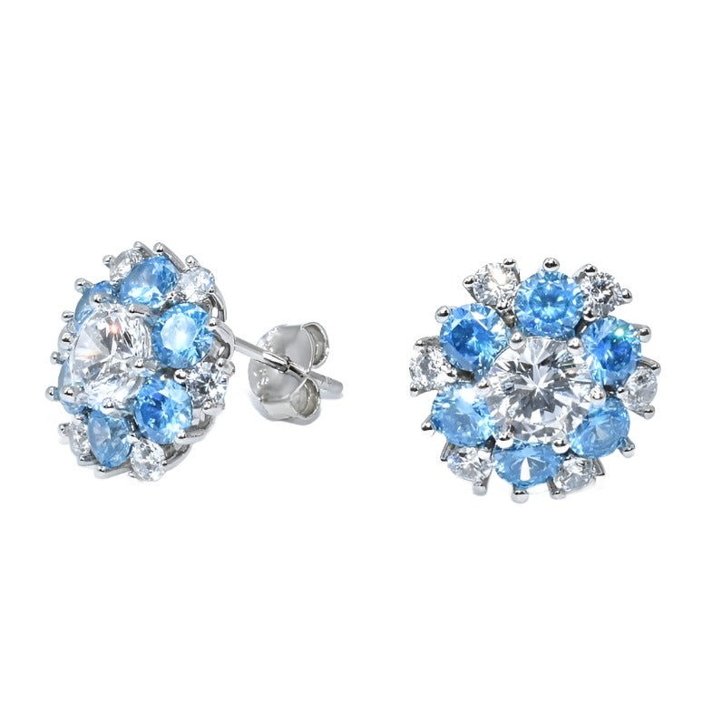 E4006 Light Blue Snowflake Stud Earrings - Selah 925