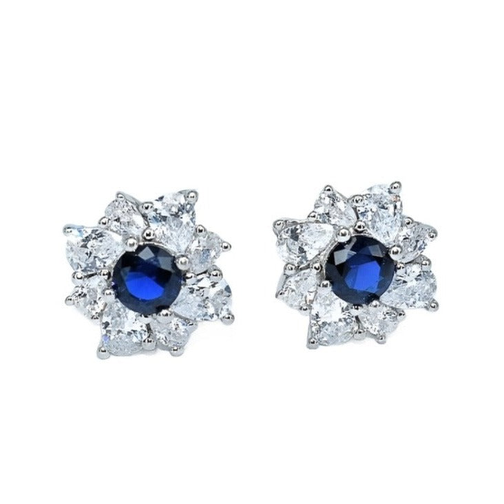 E4007 Blue Cz Stud Earrings - Selah 925