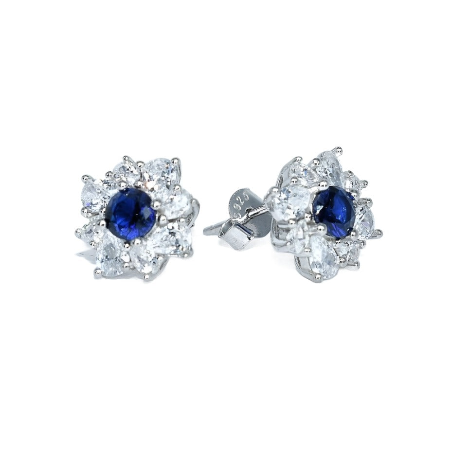 E4007 Blue Cz Stud Earrings - Selah 925