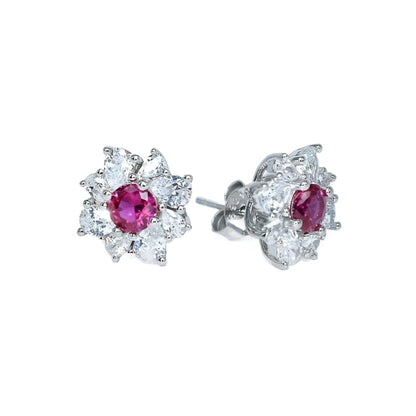 E4007 Fushia Cz Stud Earrings - Selah 925