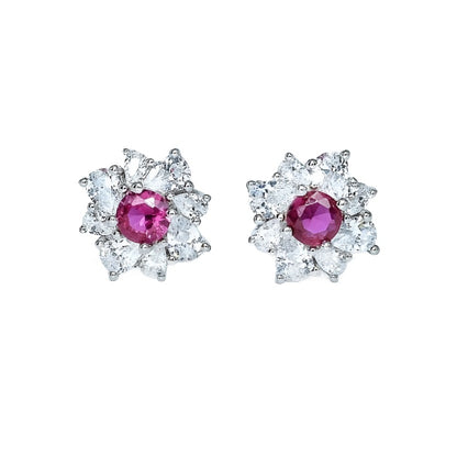 E4007 Fushia Cz Stud Earrings - Selah 925