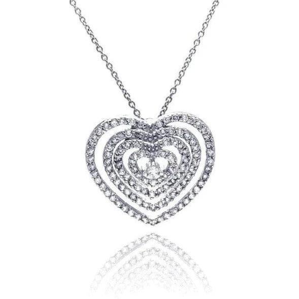 NP2003 Layered Heart CZ Necklace - Selah 925