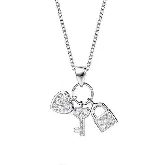 NP6013 Heart Key Lock Necklace - Selah 925