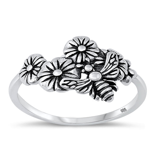 R1011 Flowers and Bee Ring - Selah 925