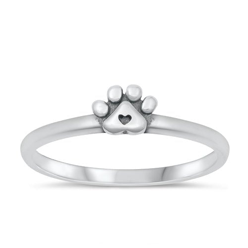 R1071 Paw Print &amp; Heart Ring - Selah 925