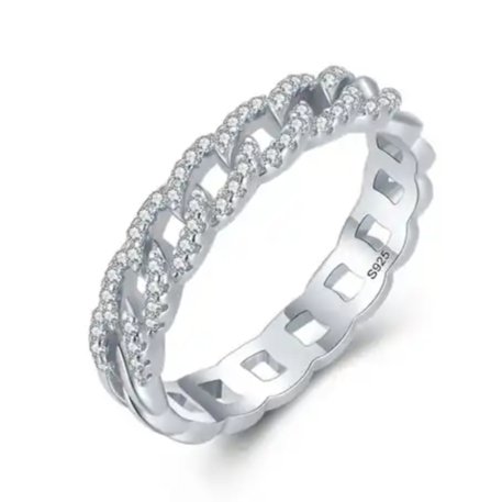 R2014 Luxury CZ Cuban Chain Eternity Band Ring - Selah 925