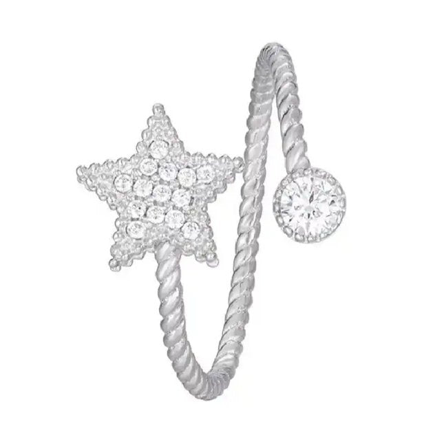 R2016 Minimalist CZ Moon and Star Adjustable Ring - Selah 925