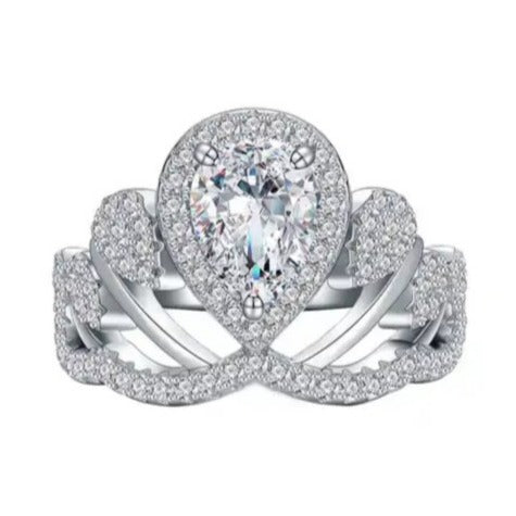 R2024 Luxury CZ Princess Crown Statement Ring - Selah 925