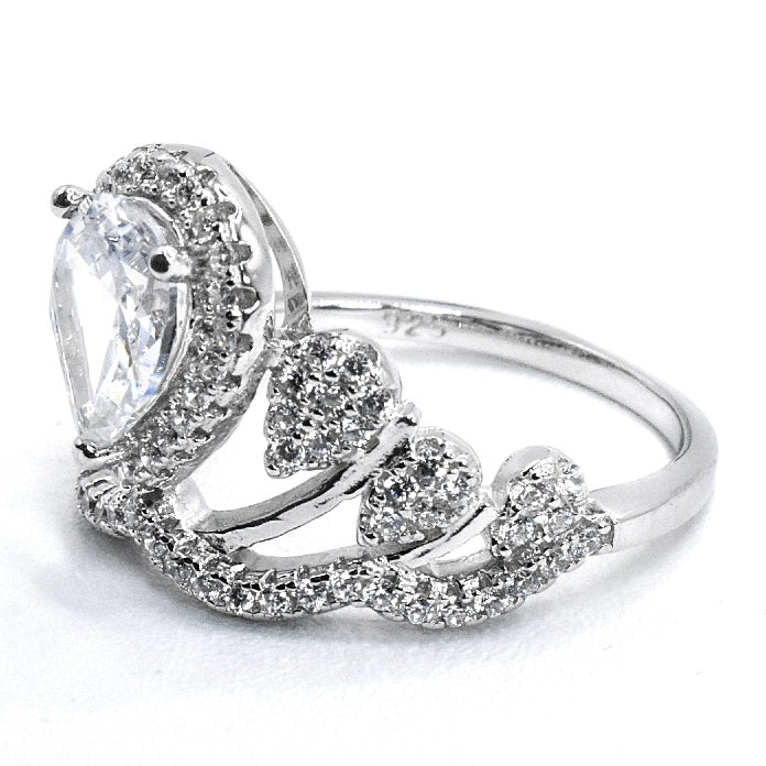 R2024 Luxury CZ Princess Crown Statement Ring - Selah 925