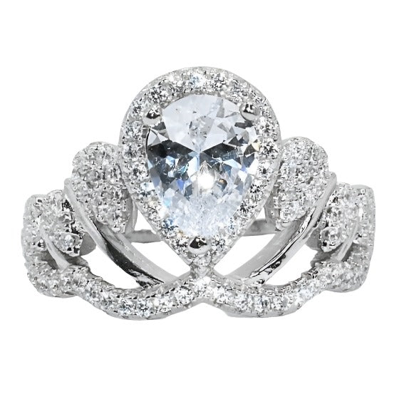 R2024 Luxury CZ Princess Crown Statement Ring - Selah 925