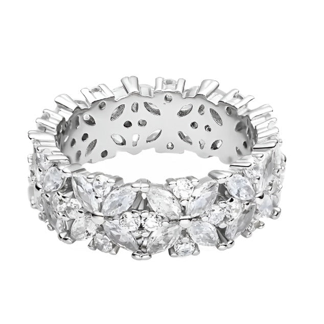 R2025 Snowflake Row Marquise Cut CZ Eternity Band Ring - Selah 925