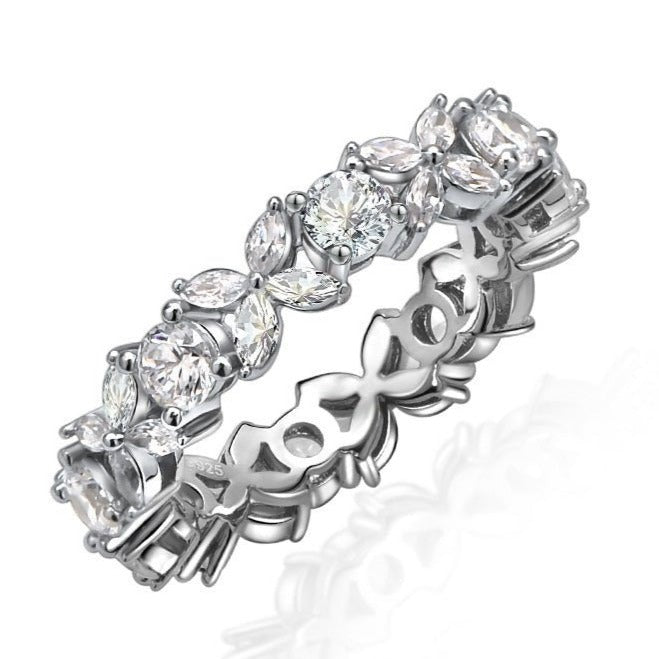 R2027 Marquise Cut CZ Eternity Band Rings - Selah 925