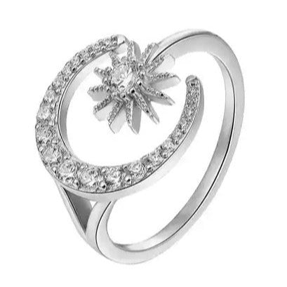 R3000 Fine CZ Moon and Star Ring - Selah 925